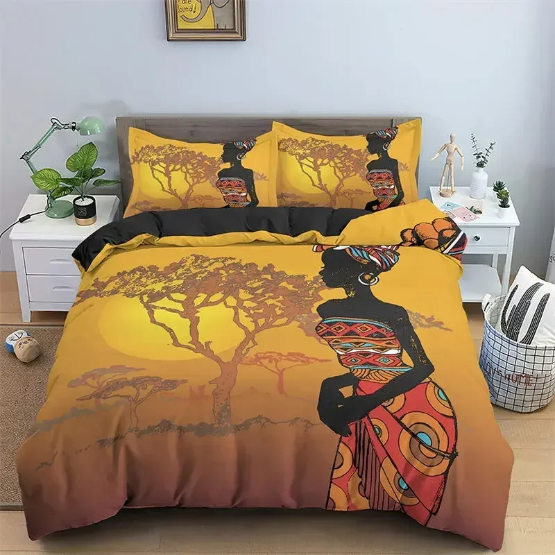 

Egyptian Bedding Set Ancient Egypt Civilization Duvet Cover Set King Microfiber Exotic Retro Tribal Characters Comforter Cover