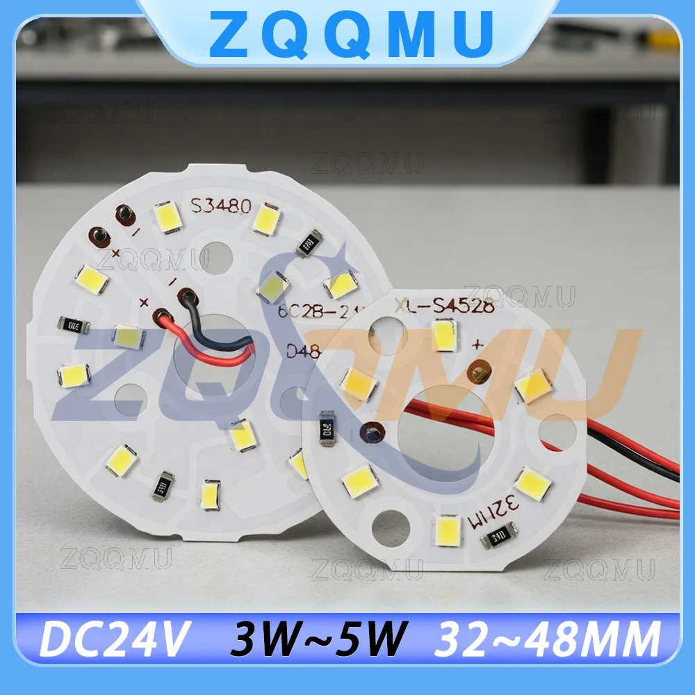 

5Pcs 24V LED Round Aluminum Lamp Bulb Constant Voltage Warm White PCB Light Source Board SMD2835 For DIY Downlight Ceiling