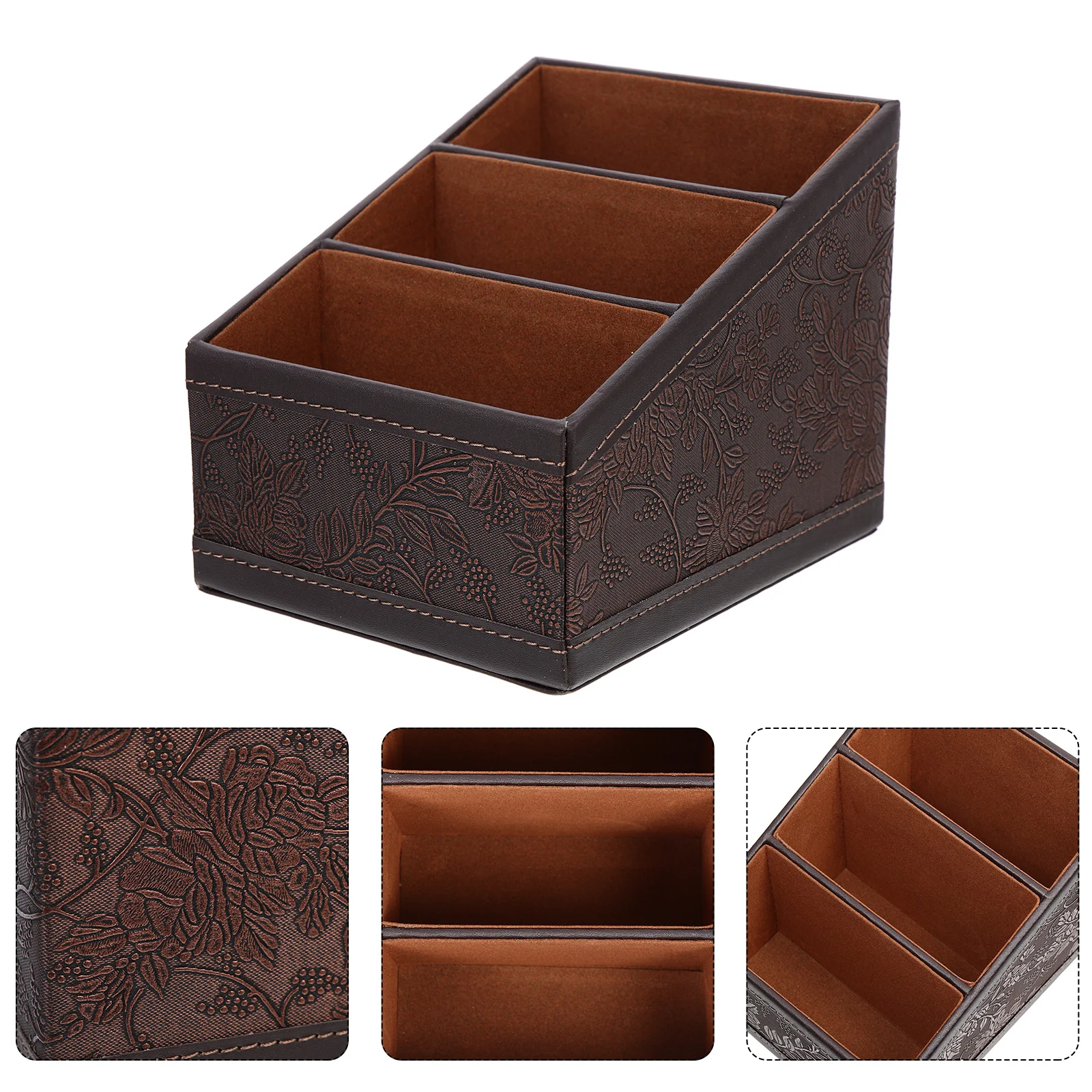 

Household Storage Box PU Desktop Organizer for Remote Control Holder Scissors Office Home Desk Tidy Storage Solution