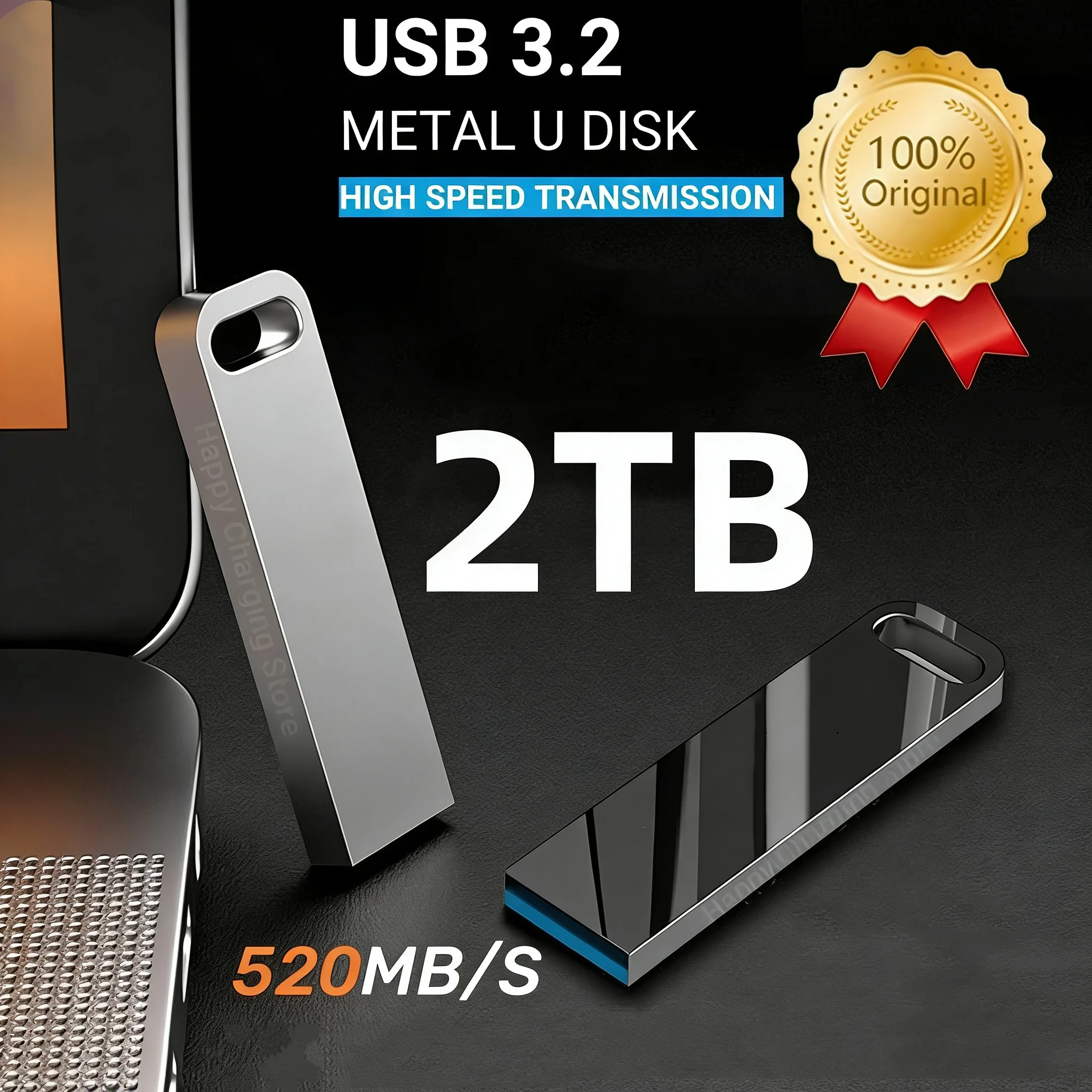 Mini 2TB Flash Drive USB 3.2 High Speed Metal U Disk TypeC Memory Stick Waterproof SSD Storage PC Phone Data Transfer NEW