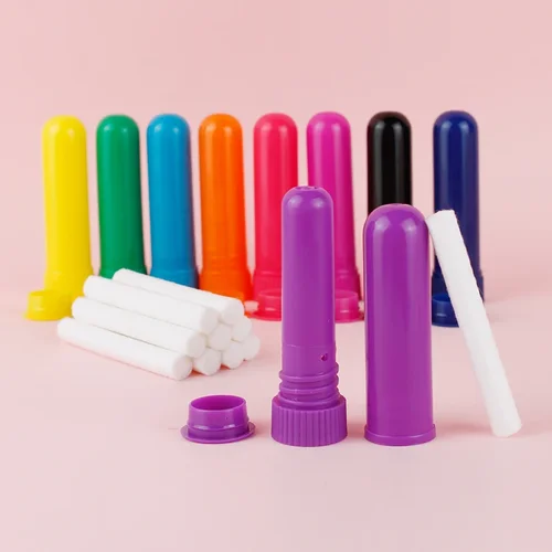Paquete de 30/50/80/100/200 tubo de inhalador Nasal vacío con mechas de algodón recarga de varillas de inhalador Nasal de plástico para contenedores de aceites esenciales
