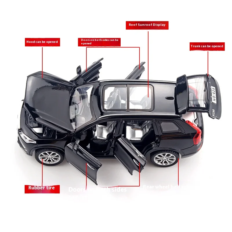 Modellino Auto 1:32 Volvo XC90 In Lega – Pressofusione Con Suono E Luce, Trazione A Molla, Apertura Porte, Collezione (Bianco, Batterie Non Incluse)