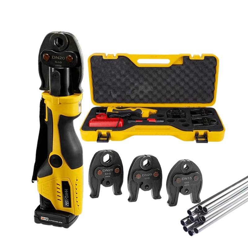 Cordless ProPress 220V Steel Hydraulic Pressing Tool Kit Battery Operated For PEX Copper Pipe Fittings 1/2 3/4 1