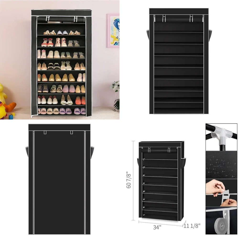 

10-уровневая полка для обуви с крышкой, шкаф-органайзер для хранения обуви, шкаф для экономии домашнего пространства, эффективное решение для хранения обуви, легкое решение
