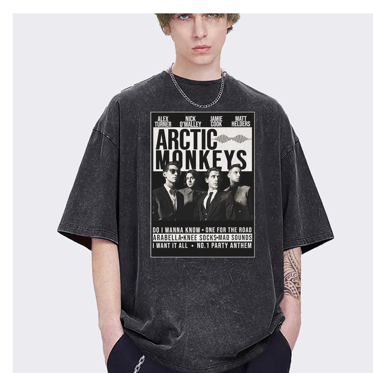 Rapper Retro Rock Arctic Monkeys Music Album Graphic Hiphop Oversized Ins mens t-shirt Fashion Casual Vintage Washed Cotton Tees