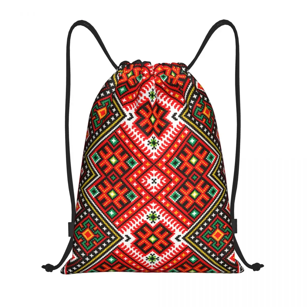 Custom Ukrainian Traditional Embroidery Drawstring Backpack Sports Gym Bag for Men Women Vyshyvanka Shopping Sackpack