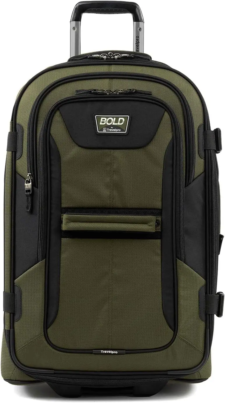 

Expandable 25-Inch Upright Luggage, Olive/Black, Checked-Medium, 8.2 lbs, Water-Repellent Polyester, Smooth-Roll Wheels