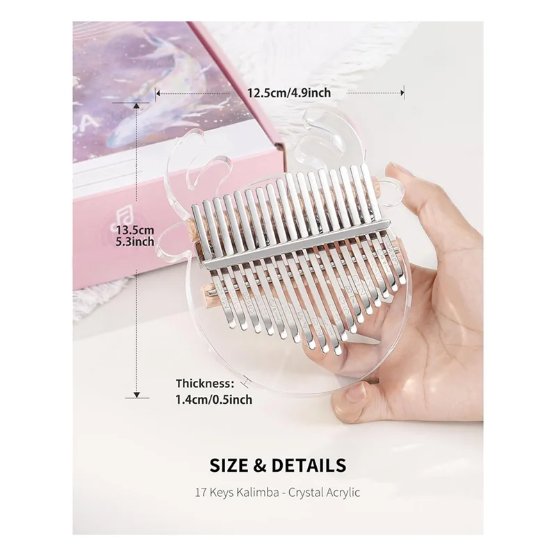 

ABLB-Reindeer Kalimba Thumb Piano 17 Keys Acrylic Kalimba Clear Transparent Finger Piano Musical Instruments