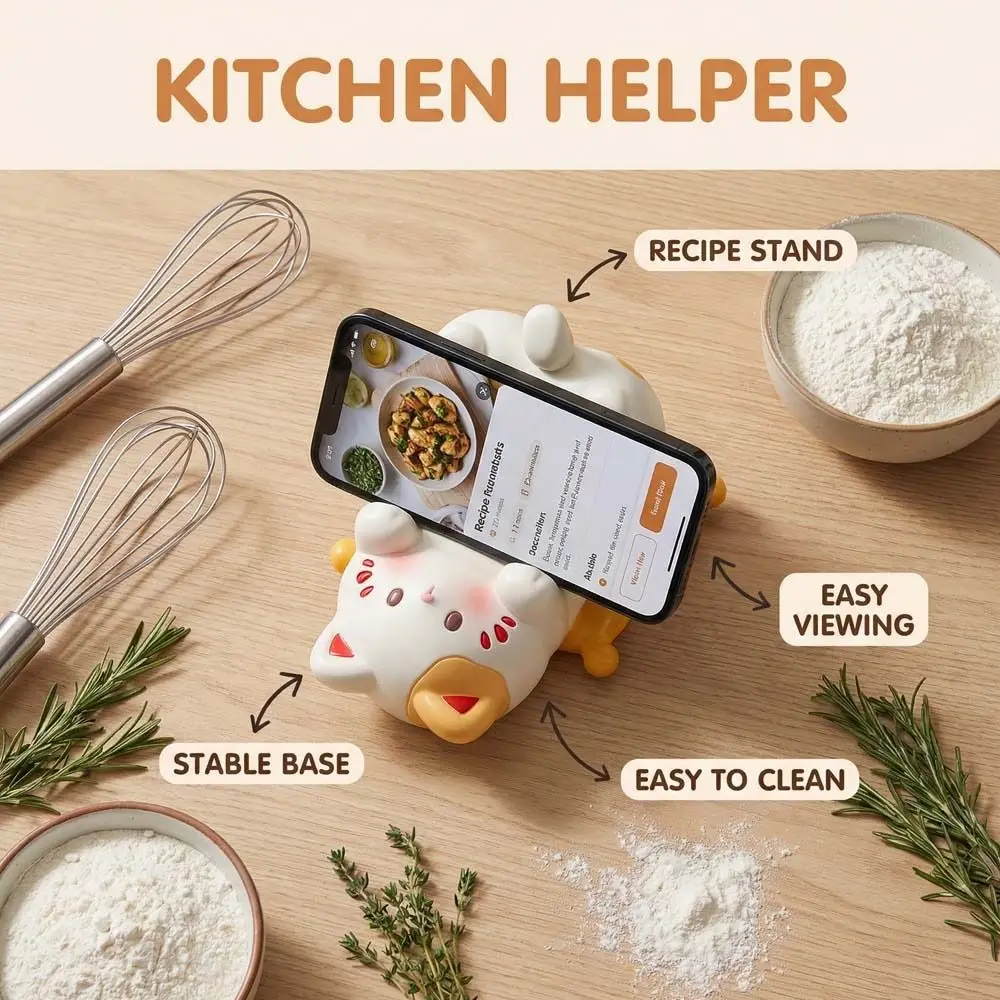 

Resin Cat Shaped Phone Holder Anti Slip Craft Ornaments Cat Desktop Stand Cartoon Figurine Cat Shape Phone Bracket Gift