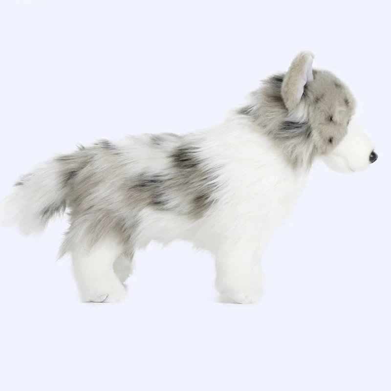 Realistic Australian Shepherd Plush Toy  White Stuffed Animal Doll Soft Companion Gift For Home Decor Collection Cute Toy