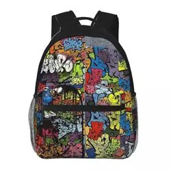 Synr 70s Retro Comic Graffiti Print School Bag Backpack Back Pack For Teenager Women Men Children Schoolbag Bagpack 16inch