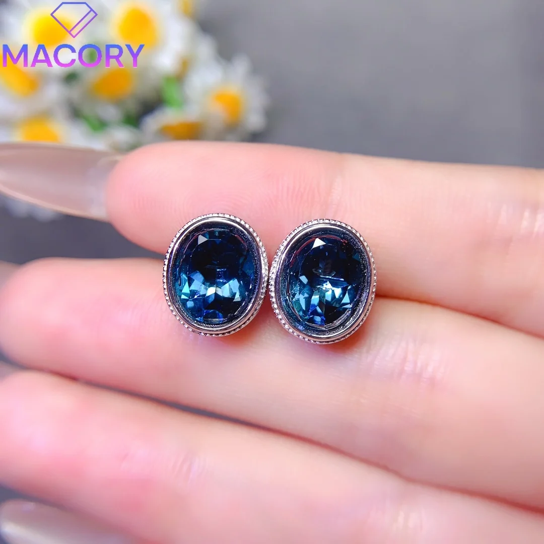 Designer luxury female natural topaz earrings silver 925 female free shipping 925 sterling silver jewelry guarantee.