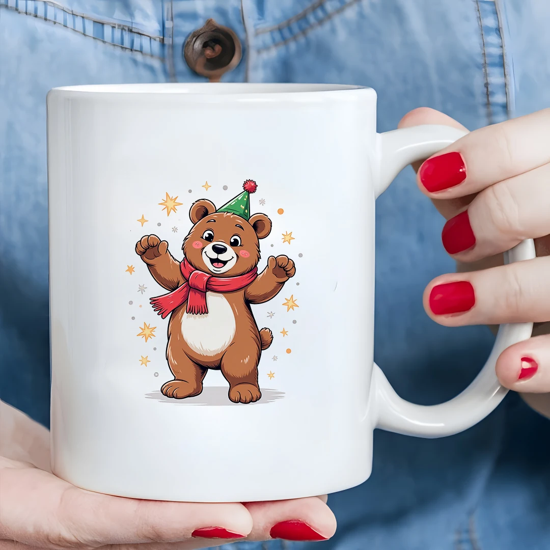 

Cartoon Bear Party Mug 11OZ Kids Cold & Hot Beverage Cup Christmas Family Office Gift Cup