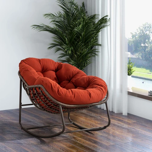 

Outdoor Rattan Rocking Chair, Rocking Chair Recliner Indoor, Suitable For Front Porch, Living Room, Terrace And Garden.