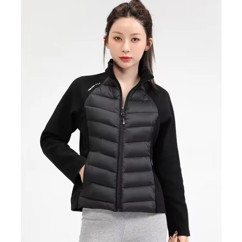 Chaqueta ultraligera de plumón para mujer, plegable corto, cuello alto, acolchado, ropa de yoga cómoda, moda, nuevo, 2024