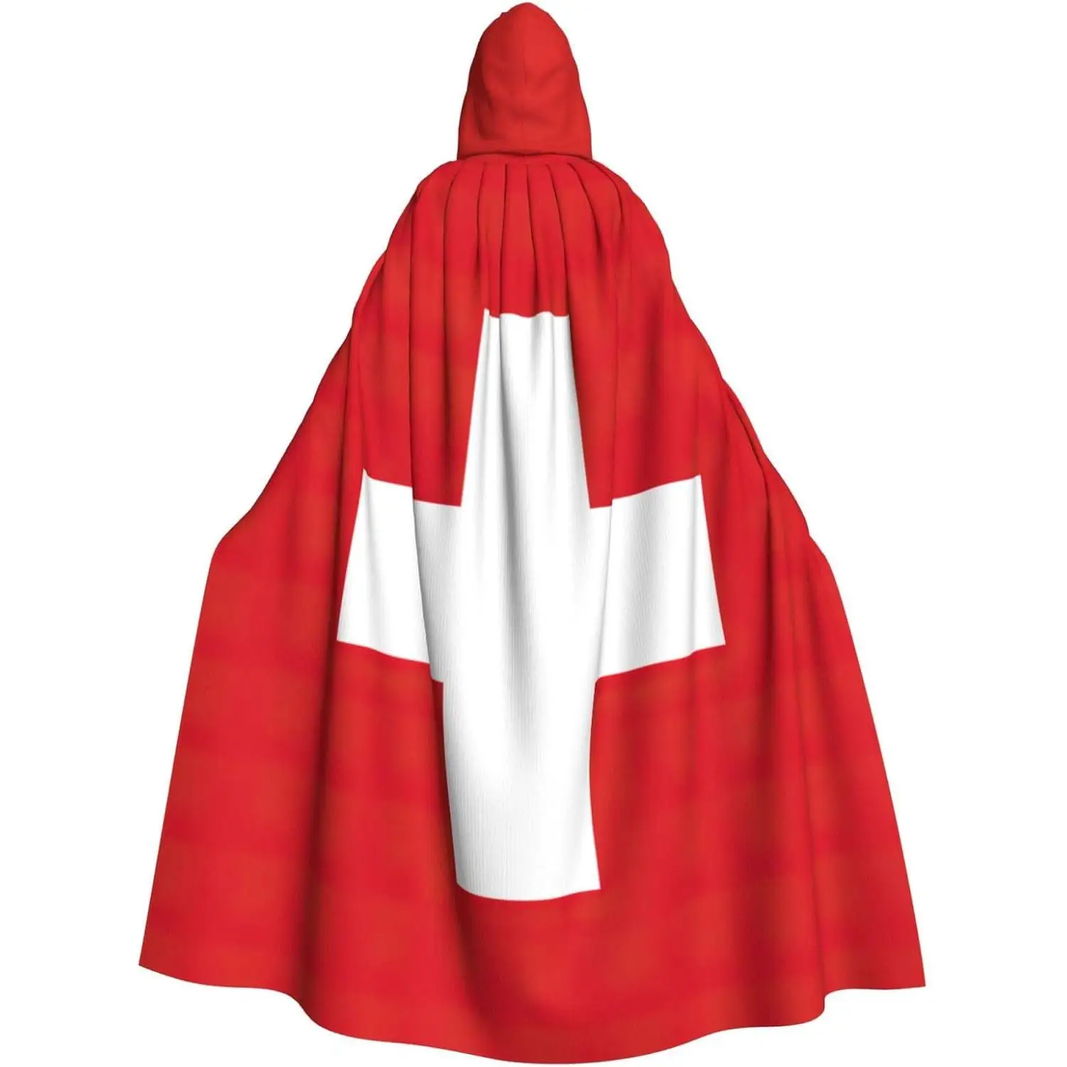 

Unisex robes capes Adult Swiss Flag Print Hooded Cloak for Cosplay Halloween Carnival Costumes keep warm Water Resistant