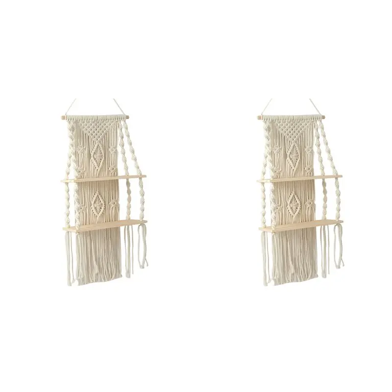 2025-hot-style-2x-handmade-tassel-macrame-wall-hanging-shelf-boho-cotton-rope-woven-tapestry-plant-hanger-floating-shelf
