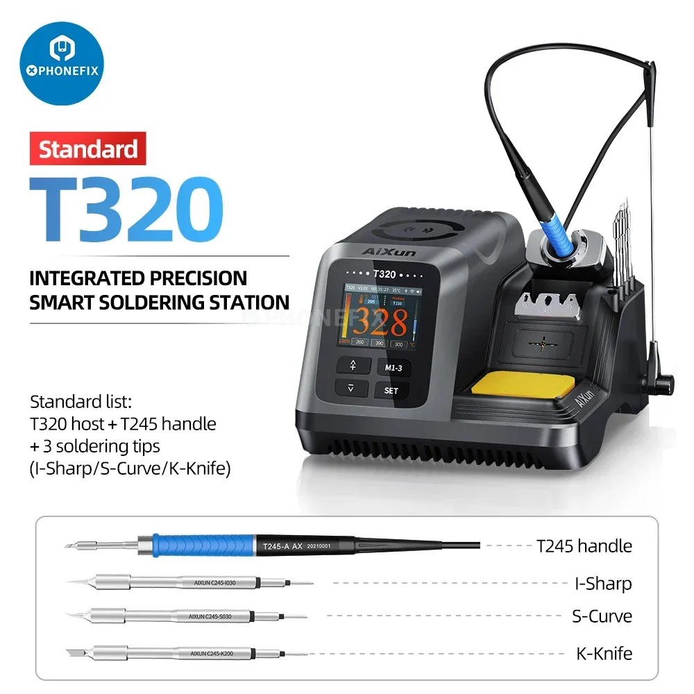 AIXUN T320 200W 2S Rapid Heating Soldering Station with T245 T210 Soldering Iron Handle Tips for Phone PCB Welding Repair