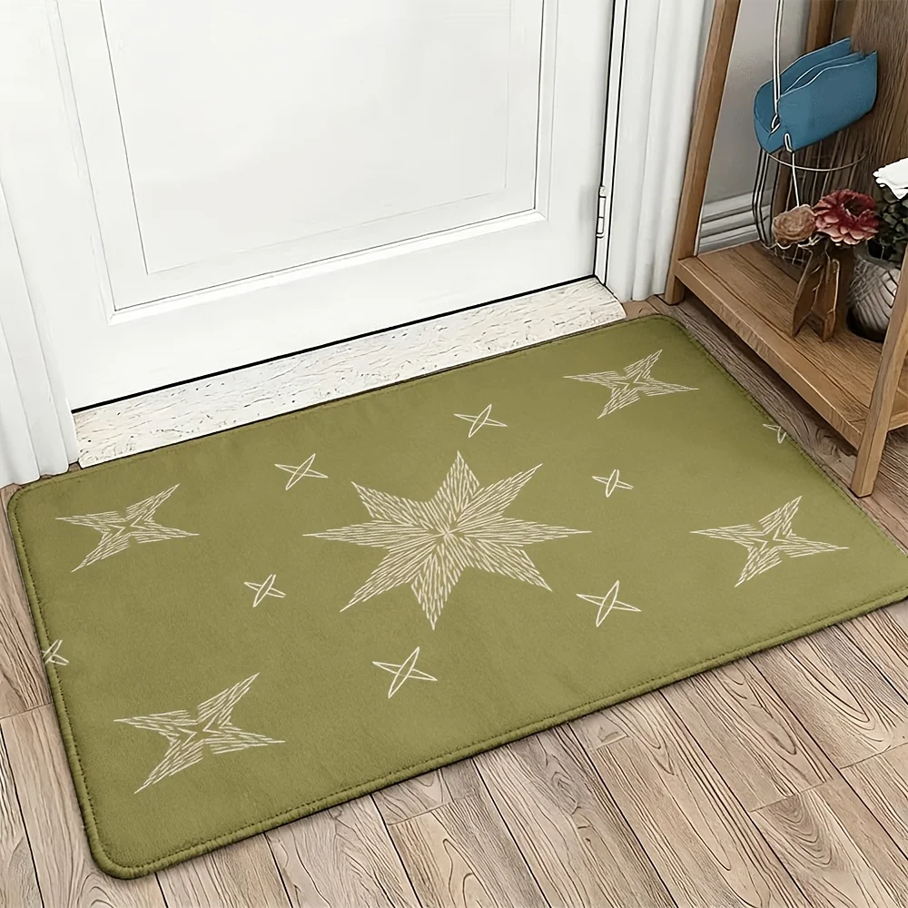 Geometric Starburst Doormat Runner Green Mat for Modern Home Decor Entryway Mat Indoor Outdoor Use Stylish Entrance Runner 40x60