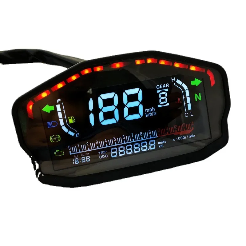 Motorcycle naked car modified color screen LCD instrument 1-6 speed water temperature and oil meter