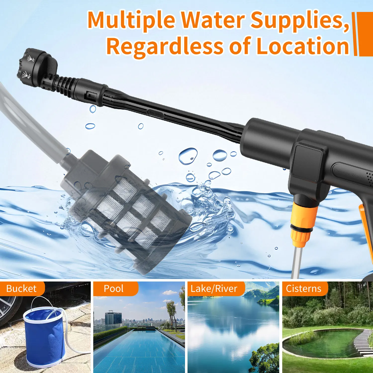 300 واط 35Bar فرش الكهربائية ارتفاع ضغط غسيل السيارات مدفع المياه سيارة لاسلكية غسالة تنوعا حديقة الري أداة #5