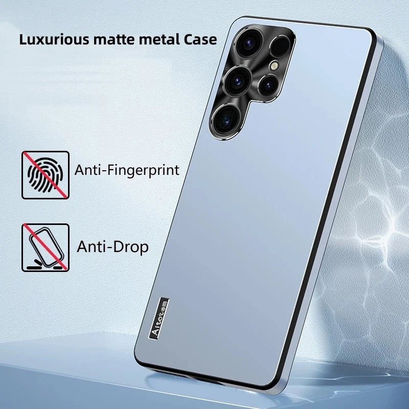 Phone Case for Samsung Galaxy S21 S22 S23 S24 S25 Plus Ultra Back Cover Metal Magnetic Aluminum Alloy Ultrathin Protective Cover