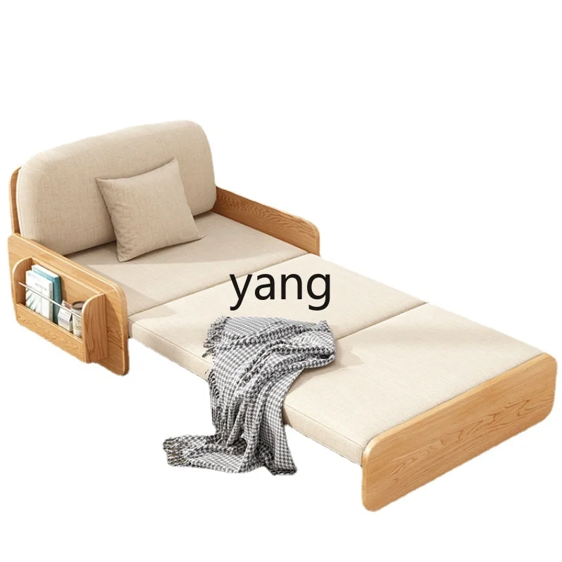 

Yjq Solid Wood Sofa Folding Bed Multi-Functional Small Apartment New Living Room Double-Use Retractable Bed