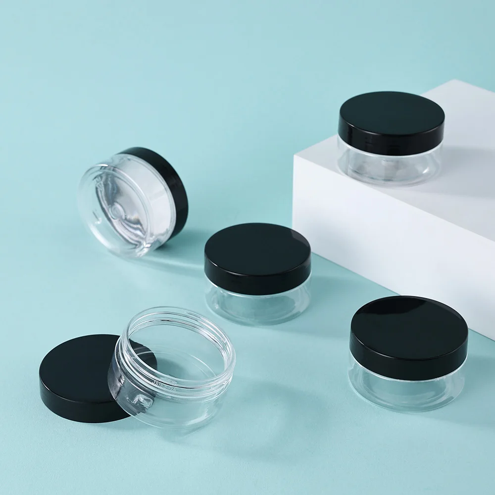 12 szt. 80ml Czarne Wieczka Przezroczyste PET Puste Słoiczki Kosmetyczne - Szczelne Pojemniki Wielokrotnego Użytku do Kremu do Twarzy, Serum pod Oczy