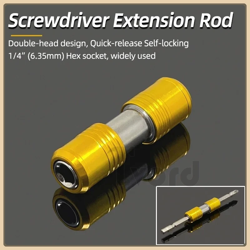 

Portable Double Head Screwdriver Bit Holder - 1/4" Hex Quick Release Extension Rod for Electric Drill & Power Tools