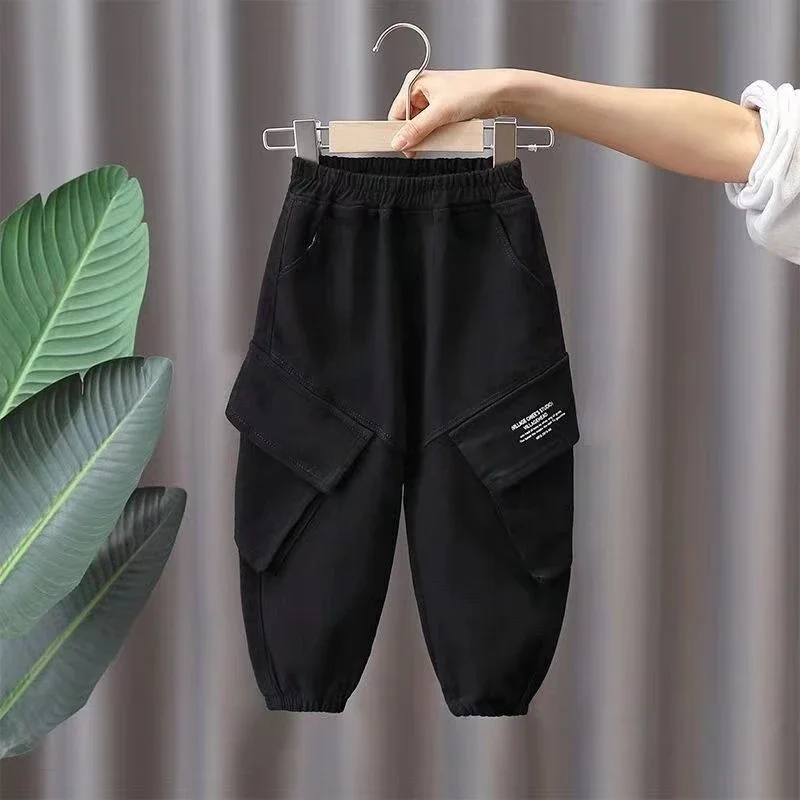 Autumn Kids Solid Cargo Pants Loose Boys Casual Sweatpants 1-7Y Young Children Clothing Spring Jogger Baby Girls Sports Trousers