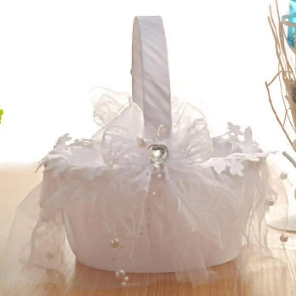 Excellent Flower Container Attractive White Color  Flower Basket Wedding Flower Girl Basket   for Banquet  Plant Basket