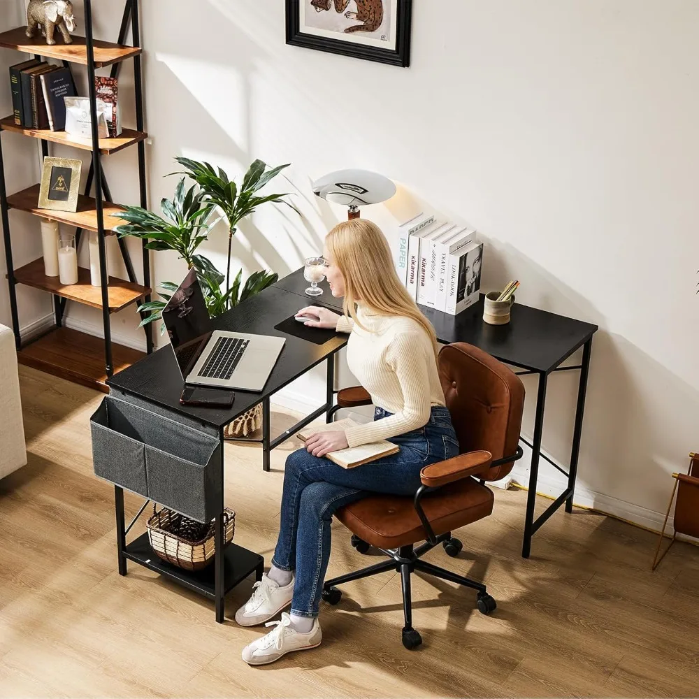 L Shaped Computer Desk, PC Gaming Table, Preto, 50"