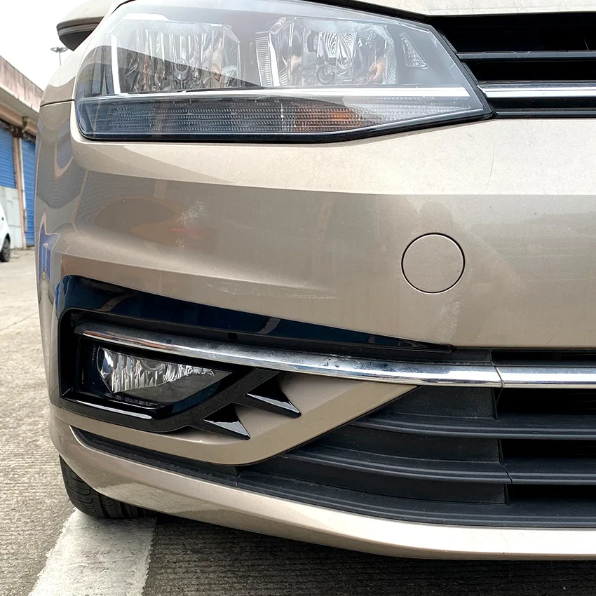 

For VW Golf 7 7.5 MK7 MK7.5 2012-2020 Tuning Front Bumper Lip Spoiler Fog Light Grilles Lamp Eyebrow Cover Trims ABS Gloss Black