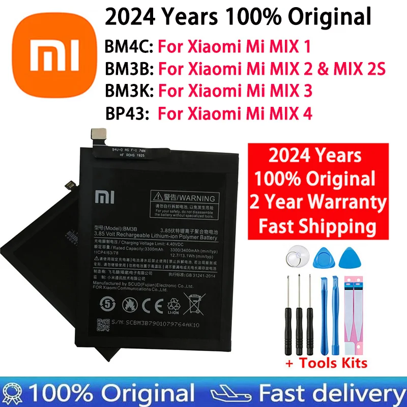 2024 Years Original Xiao mi Battery BM3B BM3K BM4C BP43 For Xiaomi Mi Mix 2 Mix2 / Mix 3 4 1 2S Mix3 Mix4 Mix2S Phone Batteries