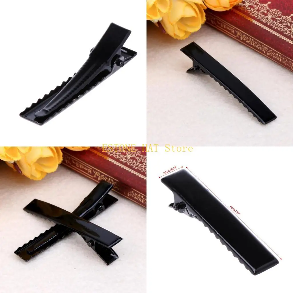 49MF Barrettes DIY Craft duckbill Hair Clip DIY Black Hairpin Black Barrettes