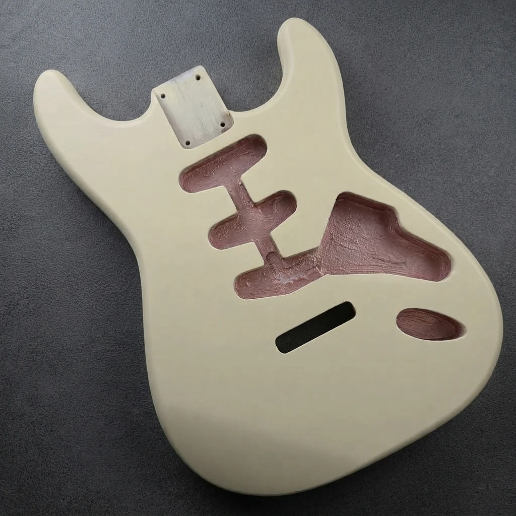 Pre-Routed Vintage Yellow ST Guitar Body, Matte Finish, Standard Neck Pocket, Blank DIY Part for Custom Building Projects