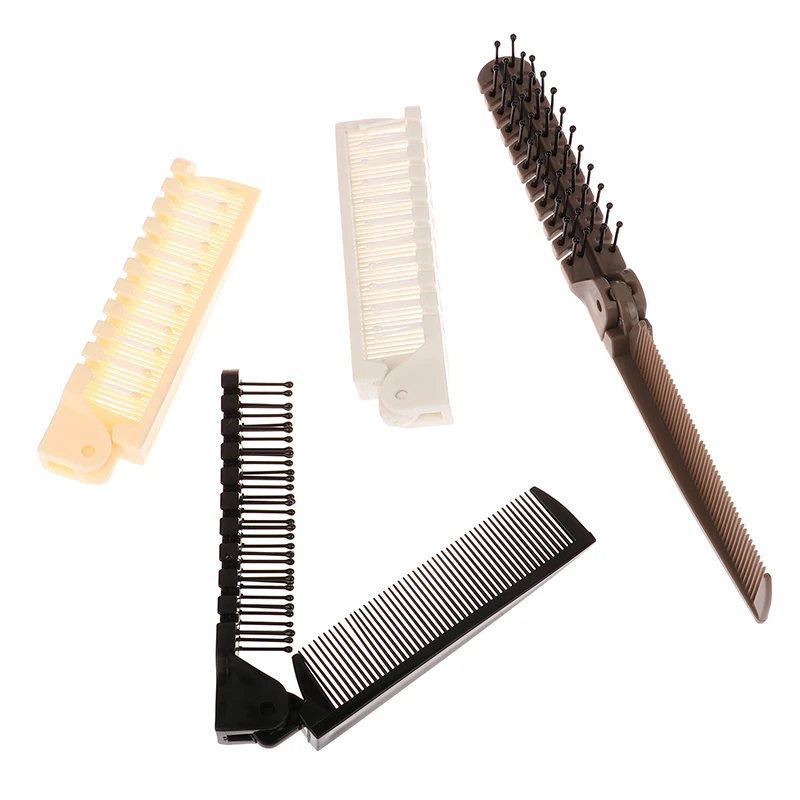 1Pc 2 In 1 Travel Portable Fashion Hair Comb Folding Anti-static Plastic Comb Hair Brush Compact Pocket Hair Comb