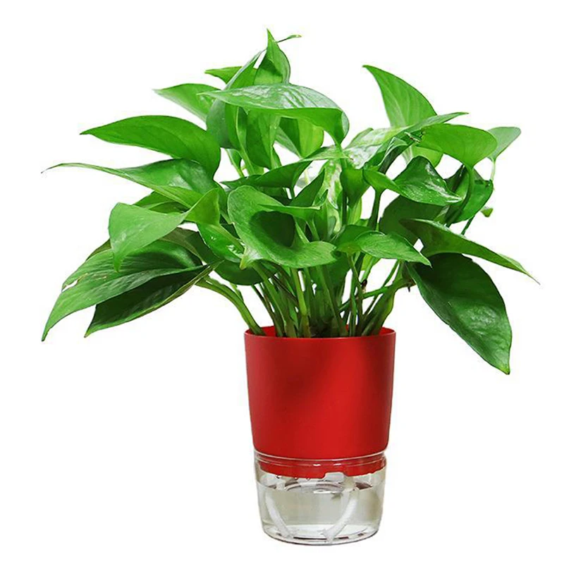 1Pc Plant Pot Self Watering Clear Plastic Flowerpot Double-Layer Water Storage Automatic Water Absorption Potted Flowerpot