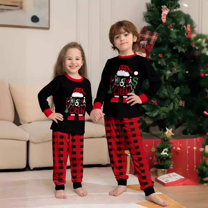 Merry Christmas Family Pajamas Set Parent-child Outfits Casual 2 Pieces Suit Baby Romper Warm Cute Soft Pajamas Family Xmas Look