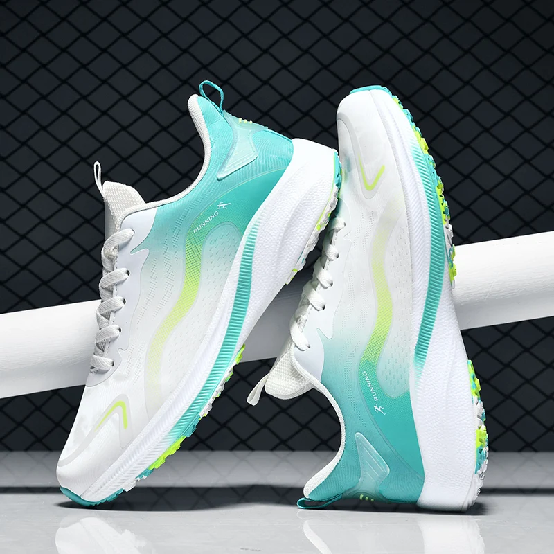 أحذية رياضية وترفيهية، أحذية رجالية، أحذية ماراثون كبيرة الحجم مبطنة بالهواء، مطاط منسوج لجميع المواسم، مقاومة للاهتراء، مضادة
