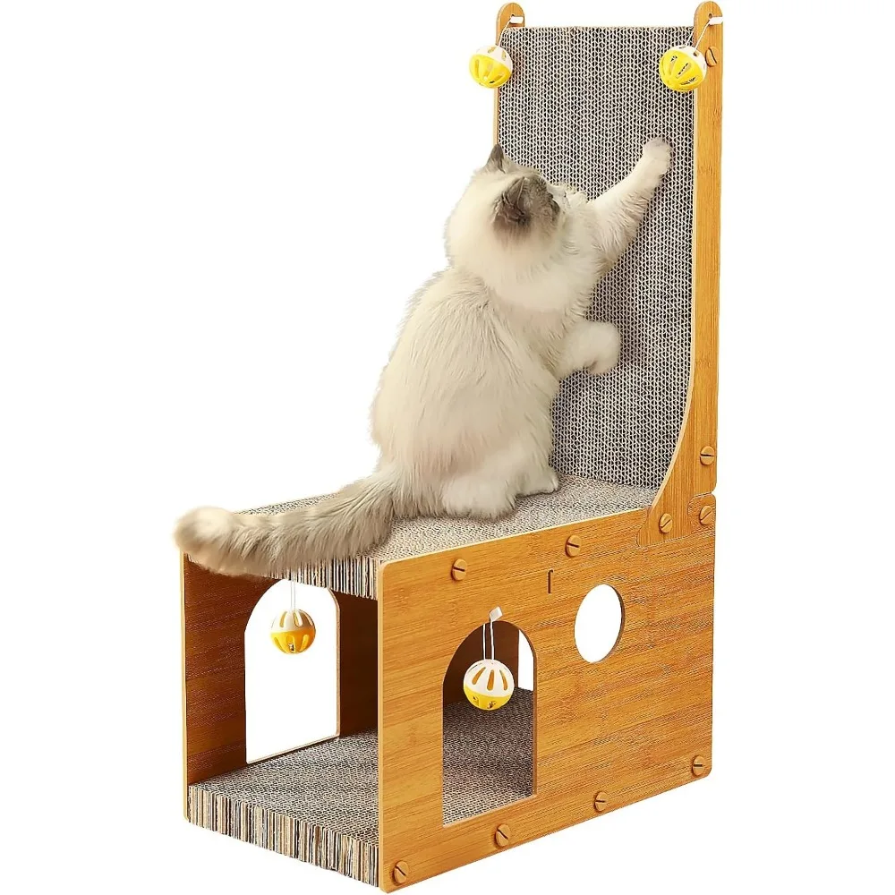 

Угловая вертикальная когтеточка для кошек на стену/диван, картонная, с 4 игрушками-мячиками, для домашних кошек