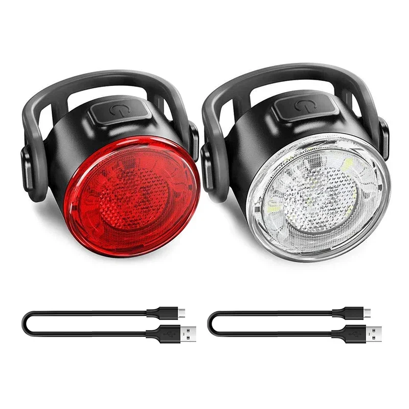 Bike Front Rear Light Set 6 Lighting Modes Bike Bright Headlight USB Charging Warning Taillights Set for Night Riding Safety