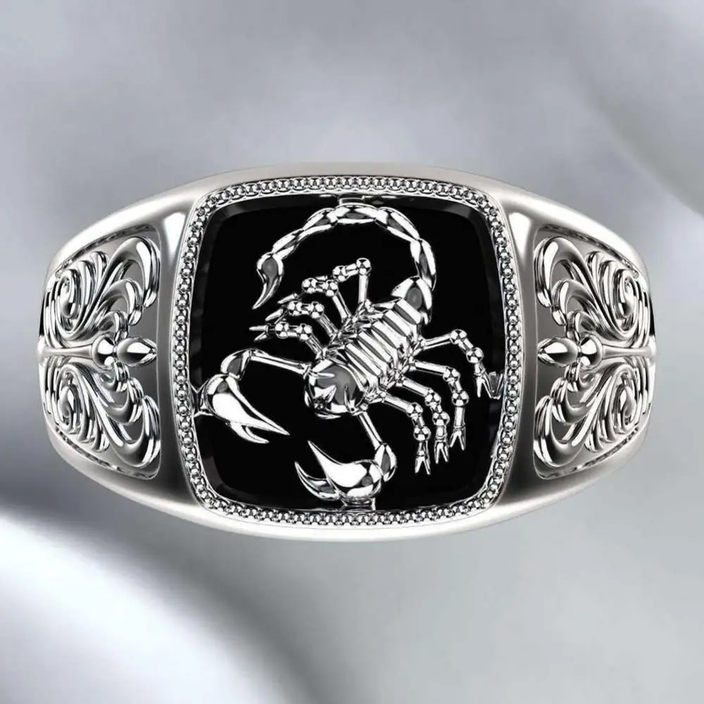 Jewelry Gift Alloy Ring Fashion Men Scorpion Engraved Wide Finger Birthday Club Party image 5