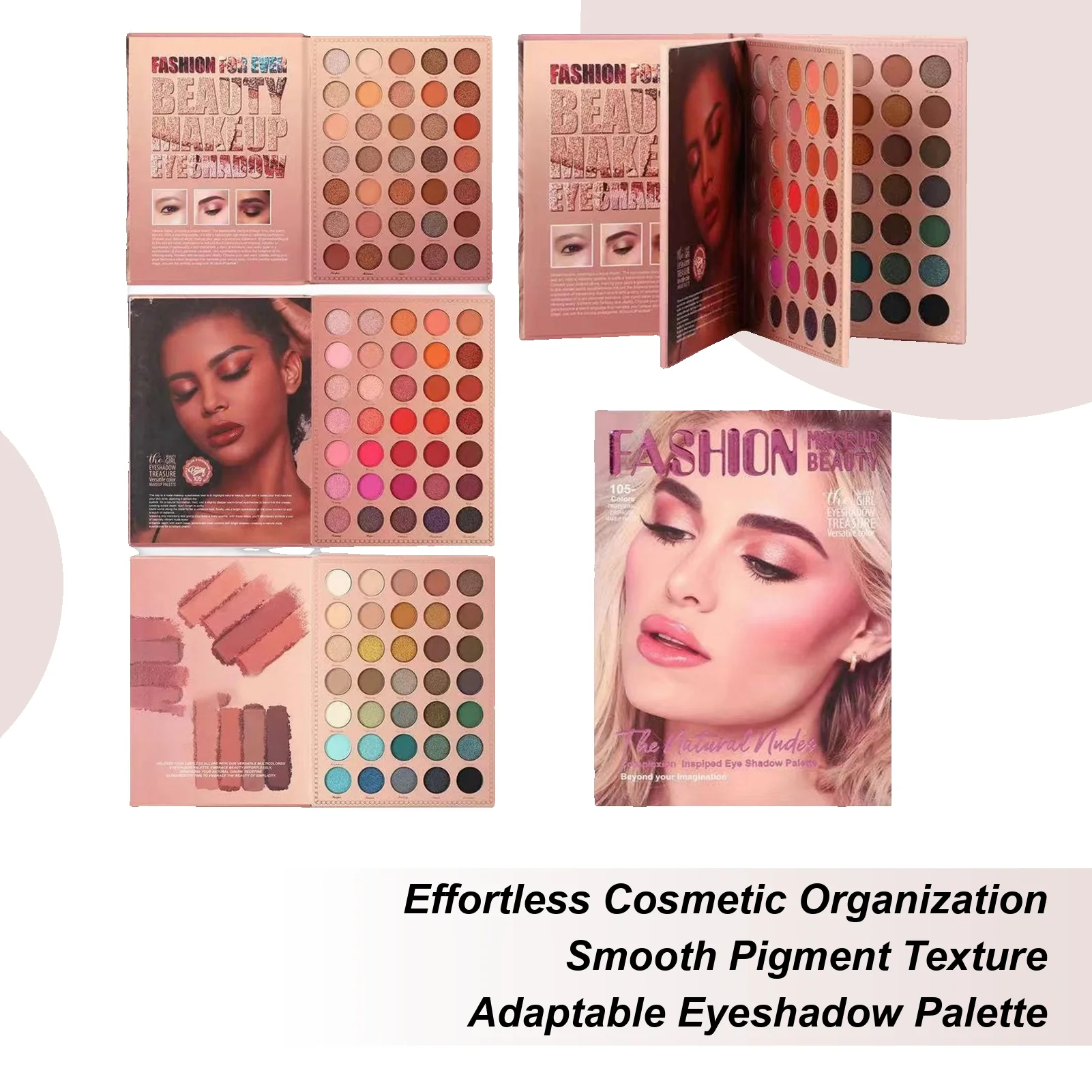 لوحة مكياج لكامل الوجه مكونة من 105 لونًا قابلة للطي وتدوم طويلاً ومقاومة للماء ومستلزمات التجميل وأحمر الخدود ولوحة هايلايتر للبالغين #1