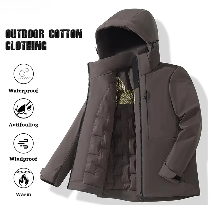 Unisex Waterproof Fleece Jackets Winter Windproof Thermal Windbreaker Men Women Hiking Camping Skiing Climbing Raincoat