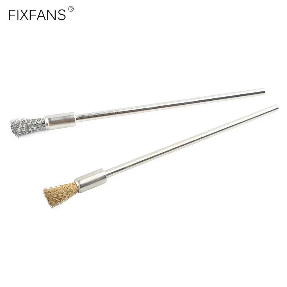 3mm shank caneta estilo pequena escova de limpeza ferrugem pintura removedor ferramenta mais limpa fio de aço inoxidável escova e fio de bronze conjunto escova