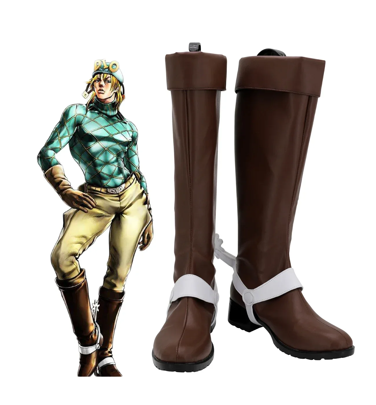 أحذية جوجو الغريبة للمغامرة دييغو براندو التأثيرية أحذية بنية مقاس مخصص إكسسوارات أزياء الرسوم المتحركة