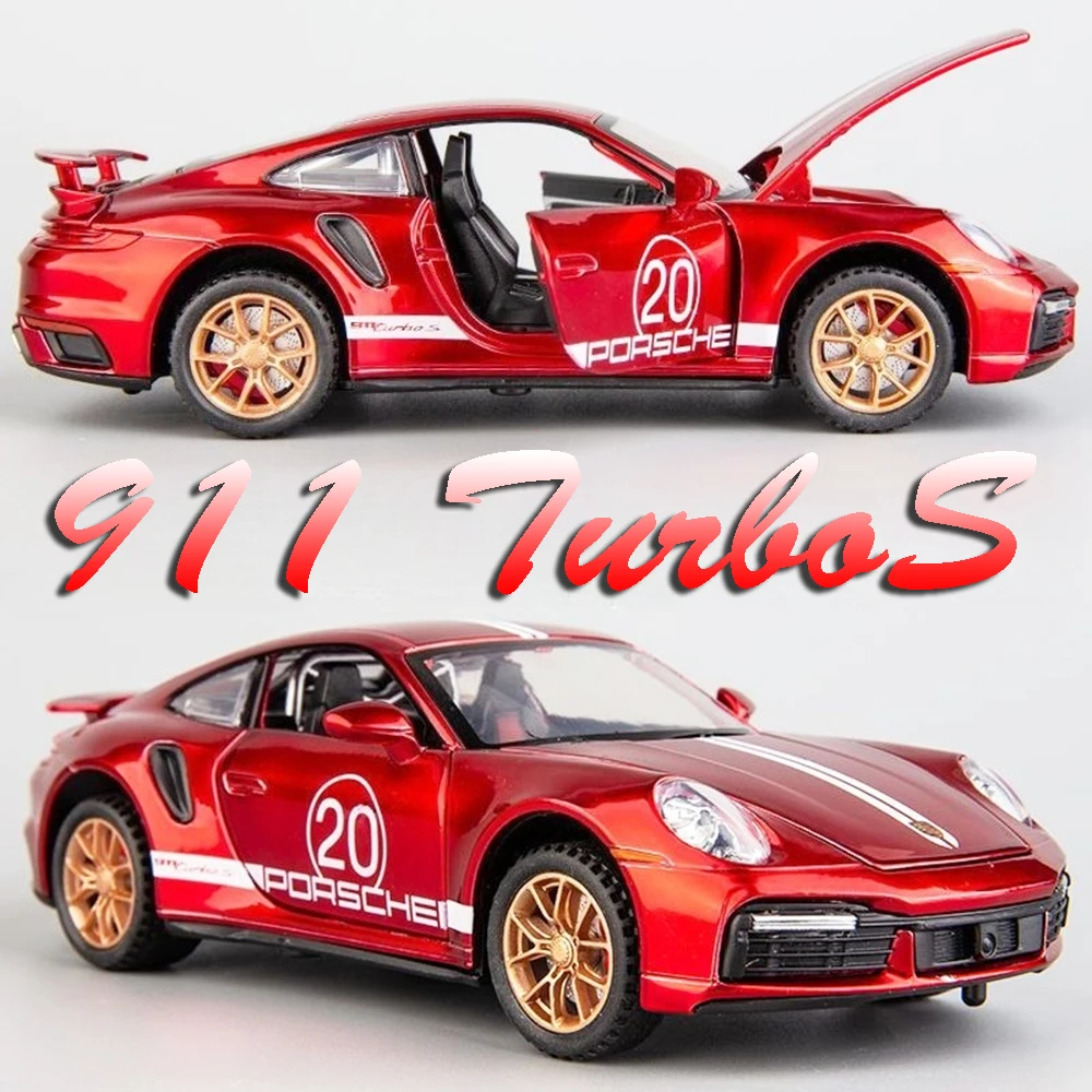 

1:24 Суперкар 911 TurboS GT3 RSR Модель игрушки из сплава, литой под давлением звук, свет, двери с открытым отверстием, изысканные спортивные автомобили для детей, подарок