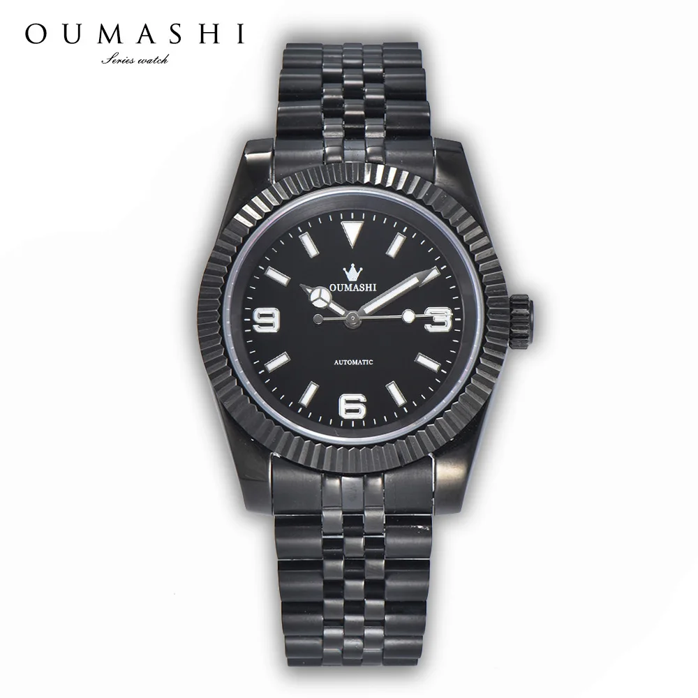 

NH35 watch 36/39mm Black Stainless steel sapphire glass Automatic mechanical watch Men's watch CN NH35 movement Blue luminous