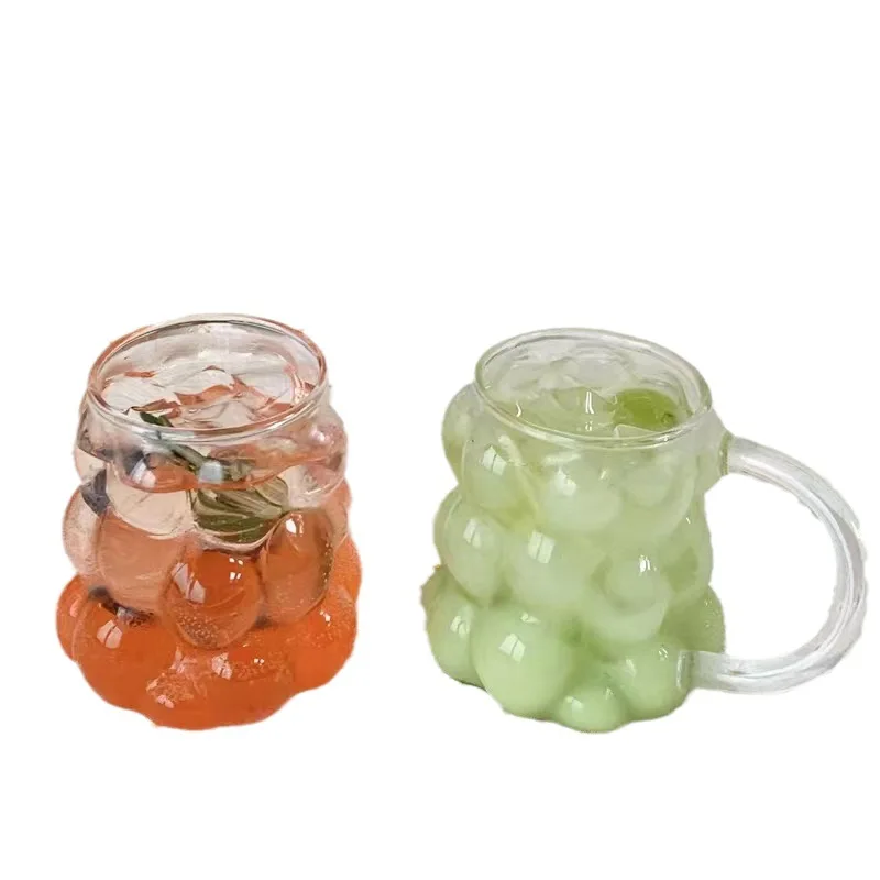 

Household borosilicate glass grape cup Living room transparent glass with handle Beverage juice milk coffee single layer cup